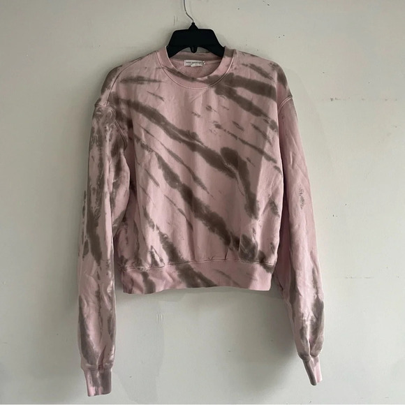 Good American Boyfriend Pink and Gray Tie Dyed Cotton Sweatshirt 33150 - Picture 2 of 5